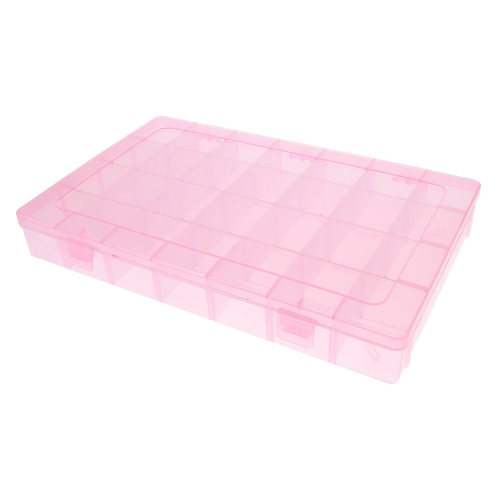 Plastic Storage Box Adjustable Dividers Bead Jewelry Case Carfts Hair Bands Storage Home Organizer & 28 Small Grids 34×21.5×5cm