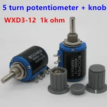 2 шт. WXD3-12 2 Вт 1 К Ом WXD3-12-2W 5 кольцо Multi-круг потенциометр прецизионный проволочный+ 2 шт. ручка