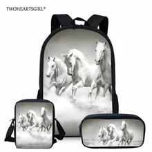 3 шт./компл. 3d Crazy Horse печати Школьный рюкзак, набор для подростков-девочек и мальчиков, крутые Высокие Школьные Для детей Bagpack детская книга