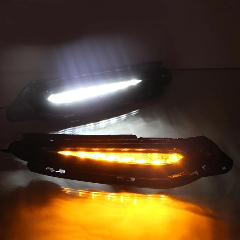 2Pcs Car DRL 12V LED For Honda HRV HR-V 2018 2015 2016 2017 Turn Yellow Signal Relay Waterproof ABS Daytime Running Light | Автомобили и