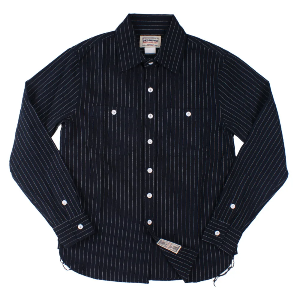 Осенне зимняя мужская рубашка в полоску Повседневная Уличная Camisas Para Hombre