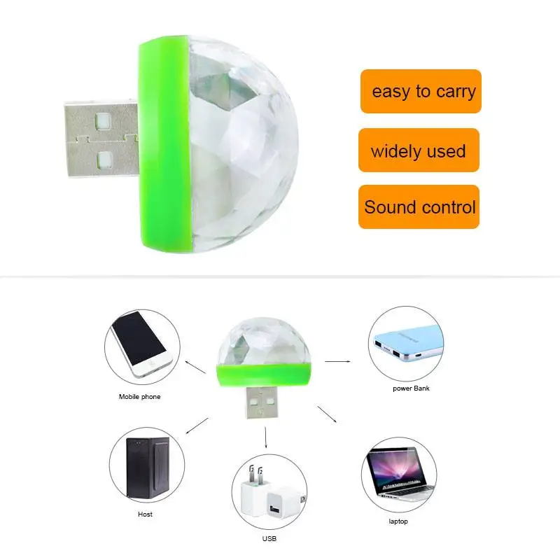 

USB Gadgets USB Laser Light Mini RGB LED Ball Shape Stage Effect Convenient Light For Mobile Phone PC Power Bank For Party Club