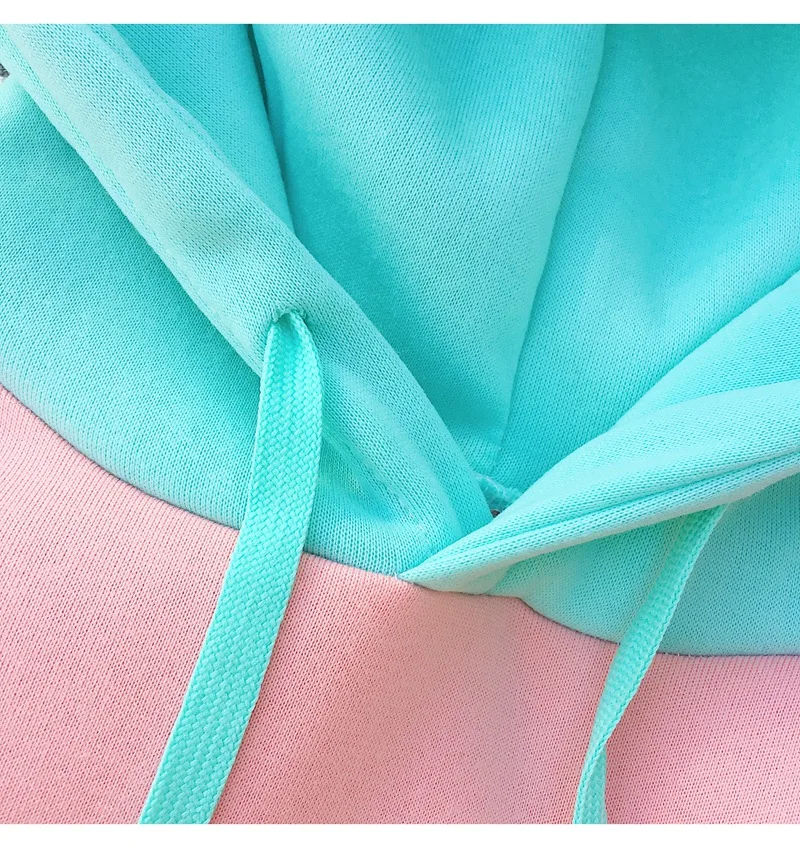 Kpop Для женщин Цвет блок толстовки кофты и пиджаки свободные корейский дважды Harajuku лоскутное группы Oversize поклонников одежда