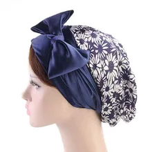 Новинка бантик шелковая лента Skullies Beanies весна осень брендовая резинка для волос, тюрбан шляпа для женщин модная шапочка для химиотерапии