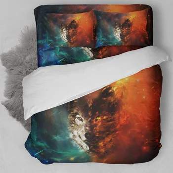 

Elite Wolf King printed Bedding Set with pillowcases Duvet Cover set pillowcases Bed Linens Set cartoon Bedclothes bed set new