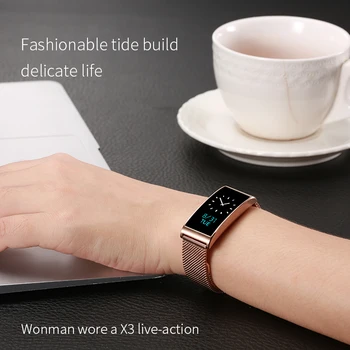 

Sport Smart Band Wristband Bracelet Steel Belt Support Waterproof IP68 Blood Pressure Heart Rate Smartband Wristband