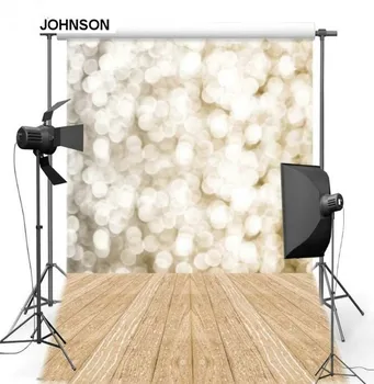 

Glitter Bokeh Polka Dot Wood Floor backdrops Vinyl cloth High quality Computer Print wedding photo studio background
