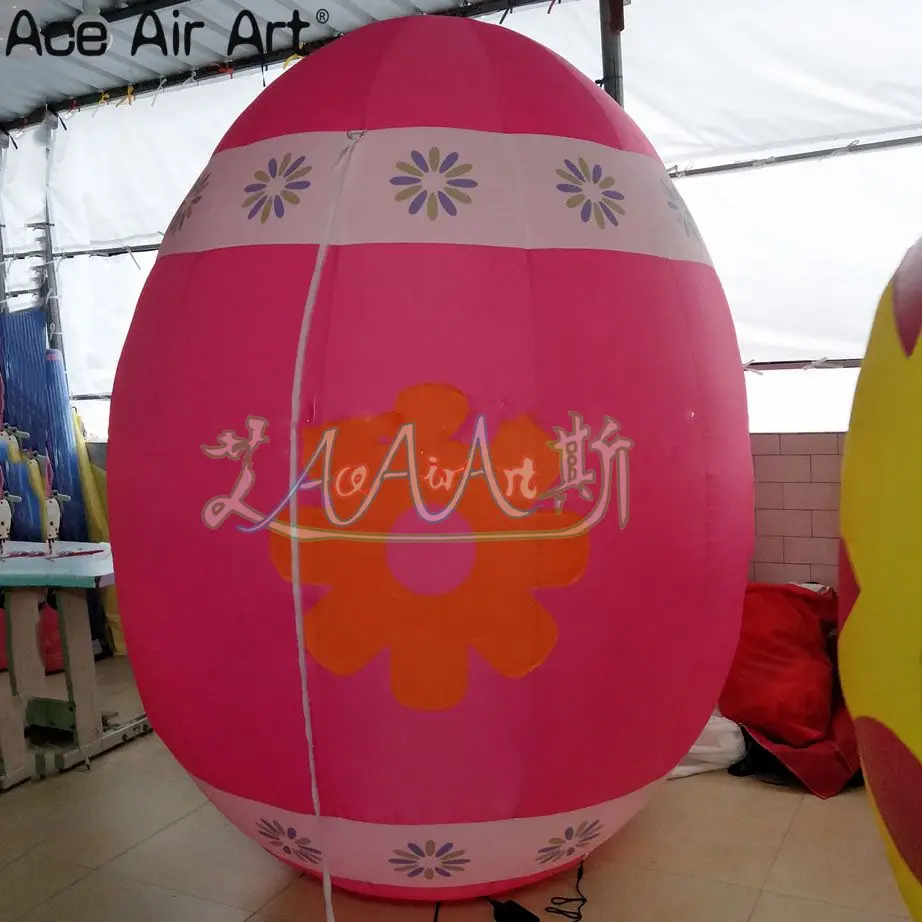 

2.2m tall Easter inflatable decoration model,inflatable pink easter egg with sun flower