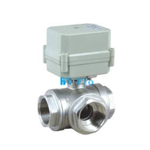 HSH-Flo DN15-25 DC12V 3 Way T/L уменьшающий отверстие моторизованный шаровой клапан NPT/BSP SS316 2