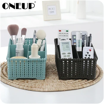 

ONEUP Multi-grid Imitation Rattan Plaited Cosmetics Storage Box Creative Desktop Makeup Organize Storage Box Bathroom Organizer