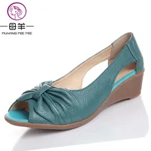 2016 Summer Women Shoes Woman Genuine Leather Platform Sandals Open Toe Mother Wedges Casual Sandals Women Sandals