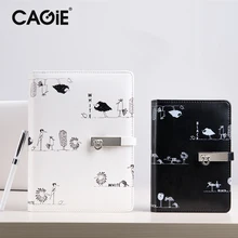 Получить скидку CAGIE милый спиральные Тетрадь Рисование Sketchbook Kawaii a5 Filofax a6 Binder Кожа Журнал личный дневник ежедневник повестки дня
