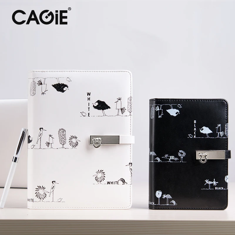 

Cagie 2016 Custom Creative Trends Black/White Painting Notebook A5 Spiral Business Planner Daily Memos Cute Composition Book