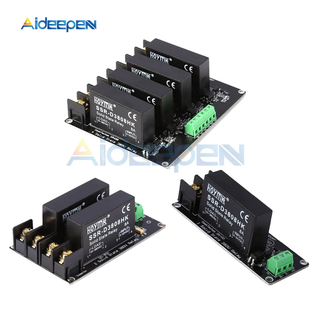 

380V 8A 1 2 4 Channel Solid State Relay Module High and Low Level H-L Trigger Board SSR-D3808HK Switch Controller For Arduino