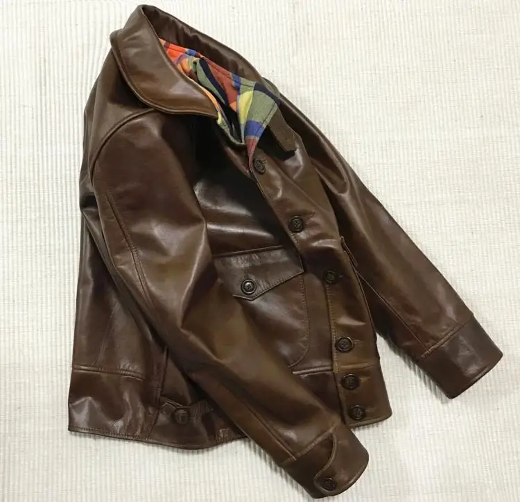 Free shipping.Brand new warm mens brown vintage cowhide Jackets,quality men genuine Leather jacket.style classic slim coat genuine leather genuine fur coats & jackets