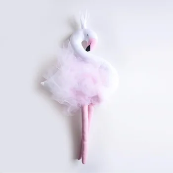 

55cm Novelty Pink Lace Crown Swan Plush Toy Home Decoration Pillow Baby Appease Doll Kids Toys Girls Gift Adorable Swans Cushion