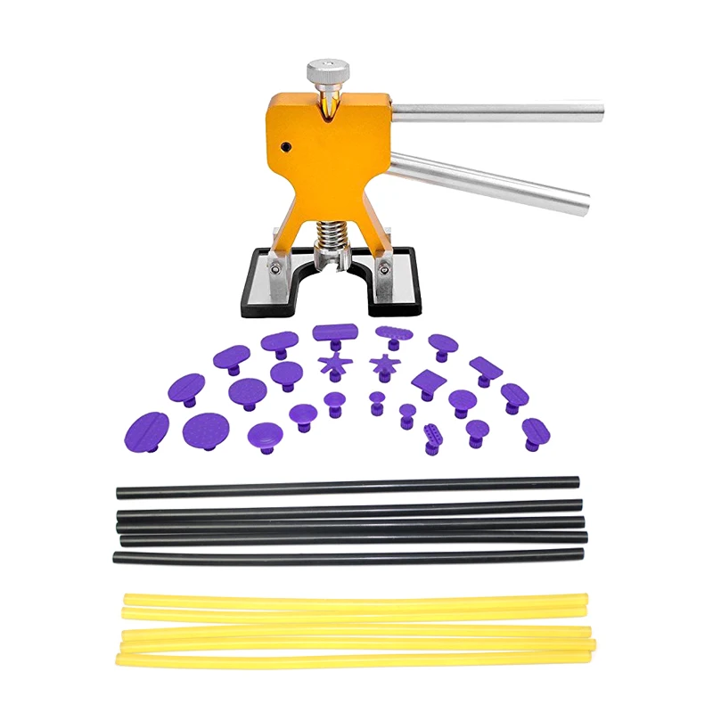 

35Pcs Paintless Dent Repair Tools Set Golden Dent Lifter With Glue Sticks And Glue Tabs Auto Body Dent Removal Tools