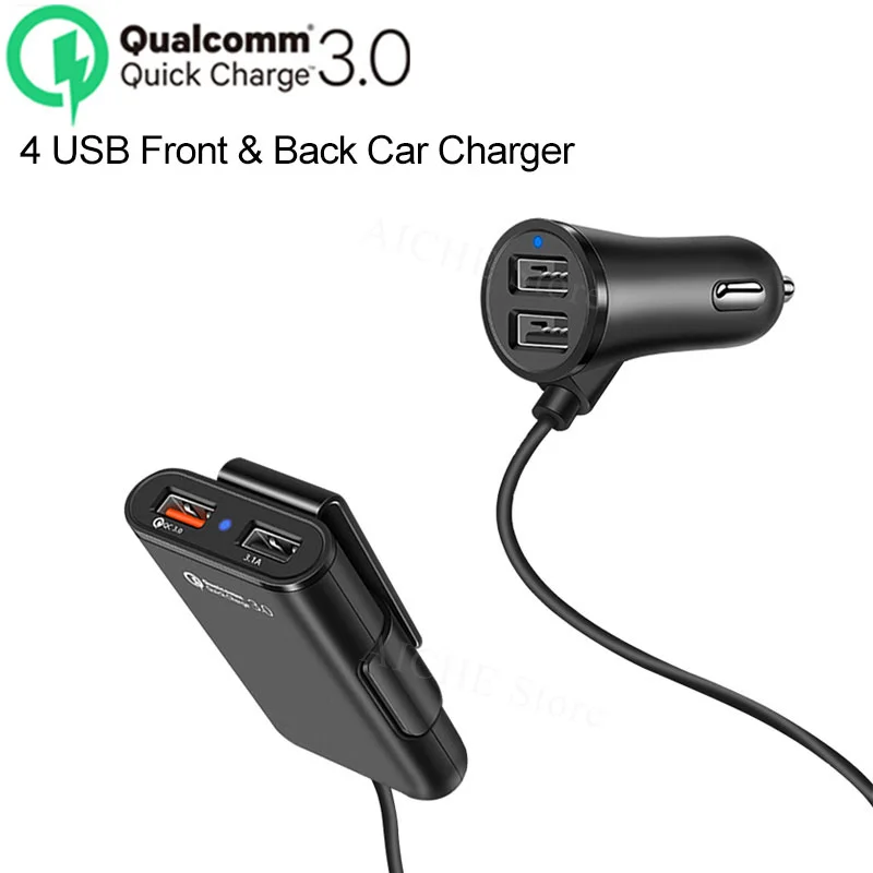 

4 Ports QC 3.0 USB Fast Car Charger stickers Accessories for Audi A3 8P 8V A4 B8 B6 B7 A6 C5 C6 A5 A6 Q5 Q7 2018 2017 2016-2008