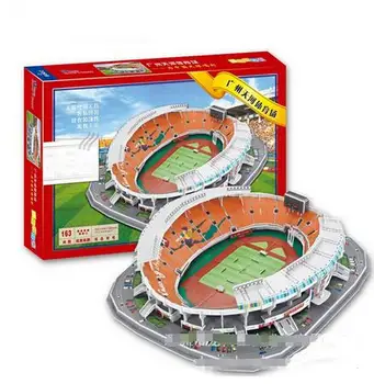 

3D puzzle DIY toy paper building model China Guangzhou Tianhe Sports Center football Stadium assemble game kid birthday gift set