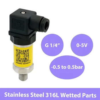 

compound pressure sensors -0.5 to 0.5bar, piezoresistive 0 5V transmitter, 12V 24V 30V DC, G 1 4 transducer, ss316L wetted part