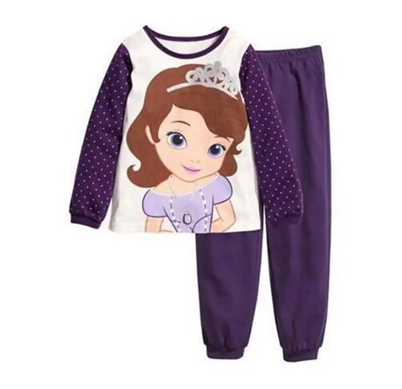 Новые детские хлопковые пижамы с длинными рукавами из хлопка с героями мультфильмов одежда для сна для маленьких мальчиков и девочек детские футболки+ штаны, комплект одежды - Цвет: Кофе