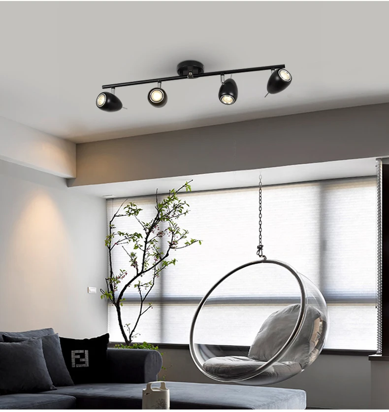 Современный минималистский черный и белый Потолочный светильник гостиная творческий трек spotlight 360 градусов вращающийся акриловое освещение