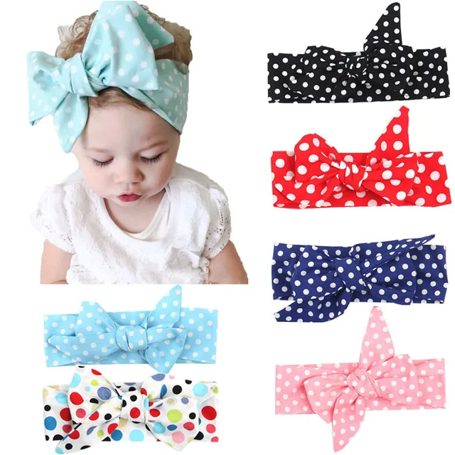 Fashion polka Dot Turban Knot Girls Headband For Newborns Headwrap DIY