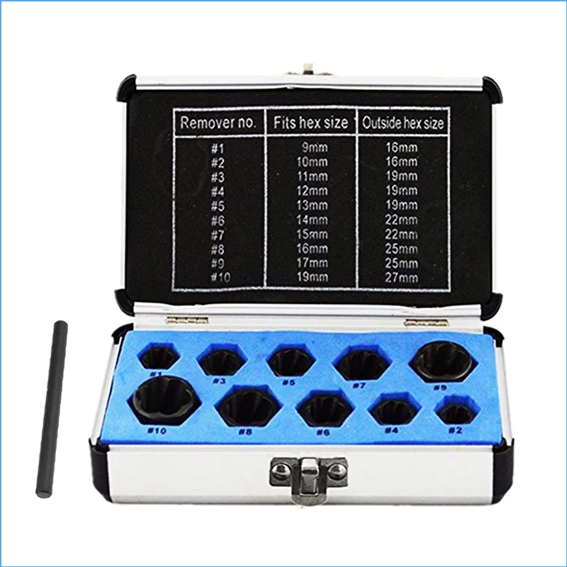 

11pcs/set Nut Removal Socket Tool Damaged Bolt Nut Screw Remover Extractor Removal Set Extractor Locking 3/8" Drive Socket