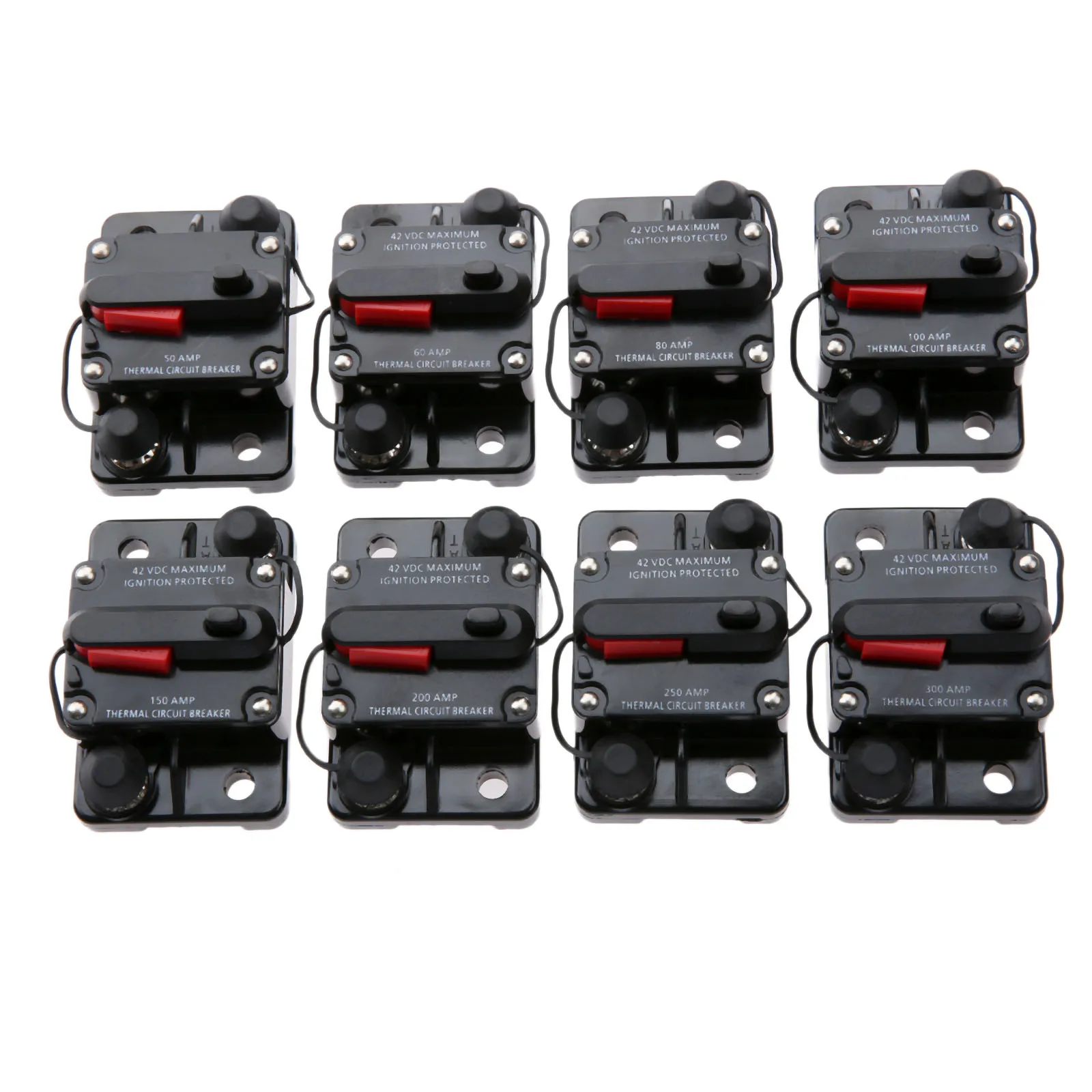 

Yetaha Car Audio In-Line Circuit Breaker Fuse Waterproof Video Overload Protector 12-42V DC 50A 60A 80A 100A 150A 200A 250A 300A