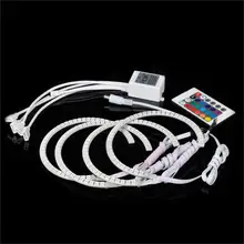 DWCX 4 шт. 5050 RGB SMD светодиодный фонарик многоцветная 5,1" 13 см Ангел глаз Halo Кольцо+ пульт дистанционного управления комплект для BMW E36 E38 E39 E46
