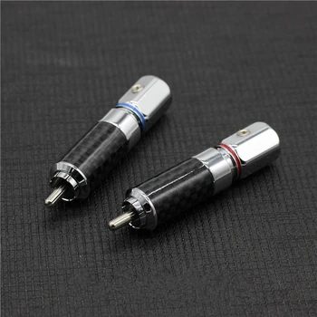 

4pcs/lot Rhodium plating on carbon fibers HIFI RCA Plug Hi-end RCA Connectors