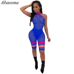 Abasona 2019 женское летнее сексуальное облегающее платье Сетчатое посмотрите на дешевое Полосатое платье с открытой спиной без рукавов