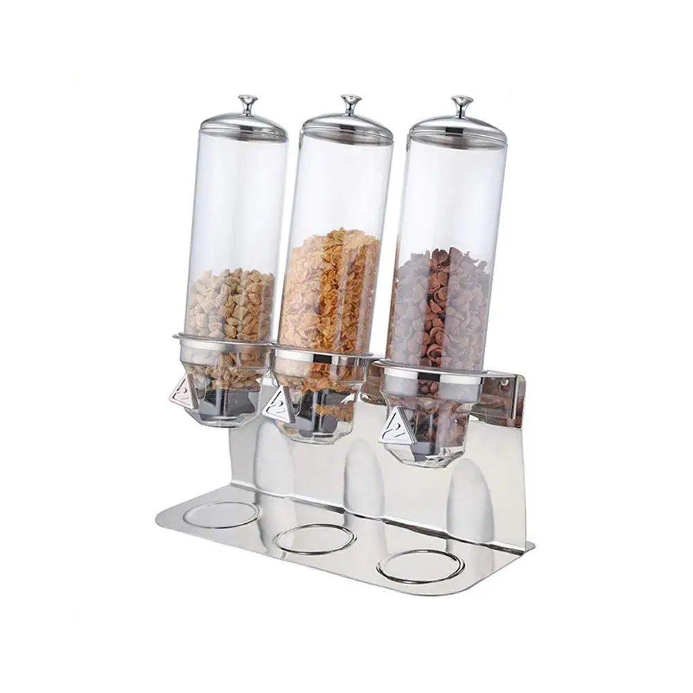 ITOP Stainless Steel Base 1-3 Head Cereal Dispenser, Dry Food Dispenser Storage Box Kitchen Food Grain Rice Container ITOP Stainless Steel Base 1-3 Head Cereal Dispenser, Dry Food Dispenser Storage Box Kitchen Food Grain Rice Container