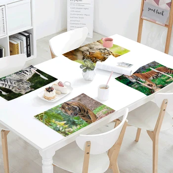 

High Quality Naughty Little Tiger Napkin Funny Cute White Tiger Cloth Napkin Bush Decoration Towel Pad Restaurant Supplies