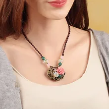 

New vintage statement jewelry Longevities lucky lock ceramic necklace long necklace design pendant necklace for women gift