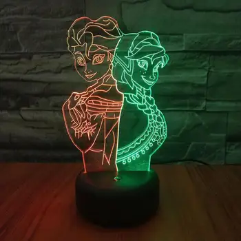 

Princess 3d Table Lamp For Bedroom Touch Switch 7 Color Desk Lamp Lovely Cartoon Children's Toys Christmas Decorative Lights