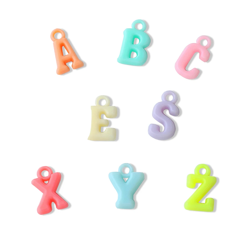 

100Pcs/Lot 14x8mm Beads Beading Random Mixed 26 English Letters Shape Beads Charm Mixed Colored Acrylic Beads For Jewelry Making