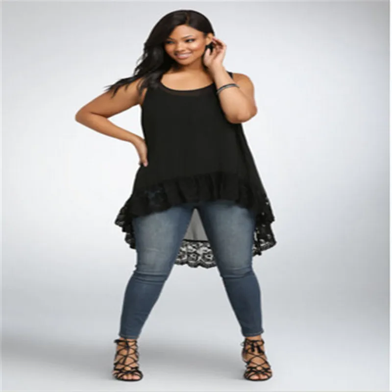 Женская одежда 2017 женские летние топы блузки Размеры без рукавов черный