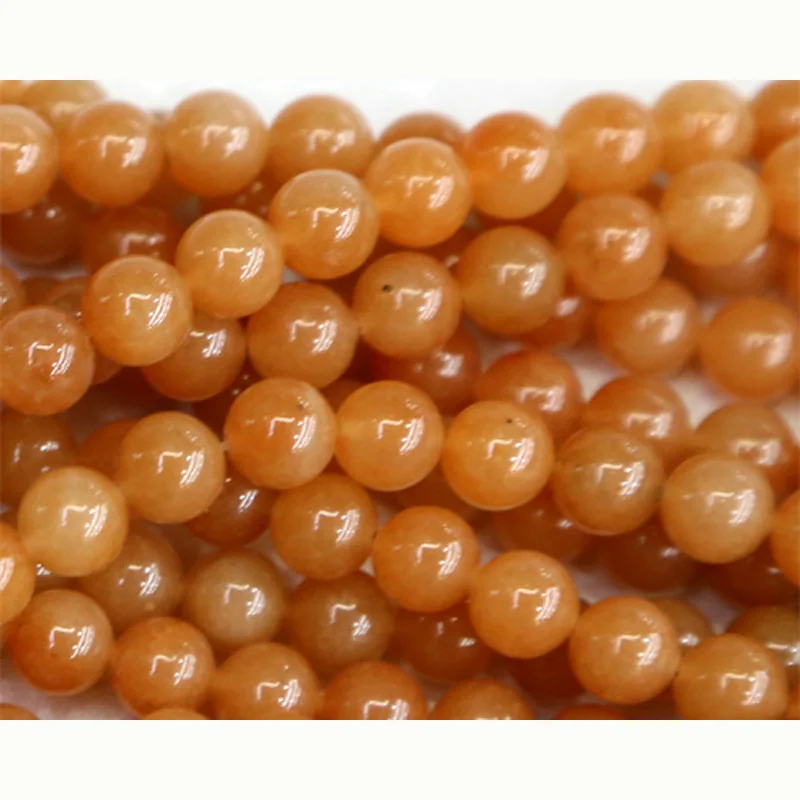 

Wholesale Natural Genuine Orange Red Aventurine Jade Round Loose Stone Beads Fit Jewelry DIY Necklaces or Bracelets 15" 03465