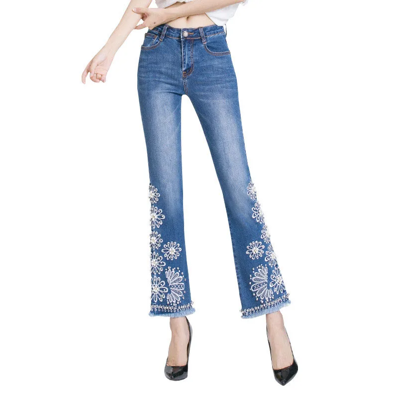 embroidered bottom jeans