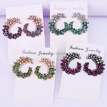 4 пары разных цветов CZ микро проложить Циркон Кристалл серьги для женщин, модные драгоценные камни серьги гвоздики вечерние Ювелирные изделия Подарки