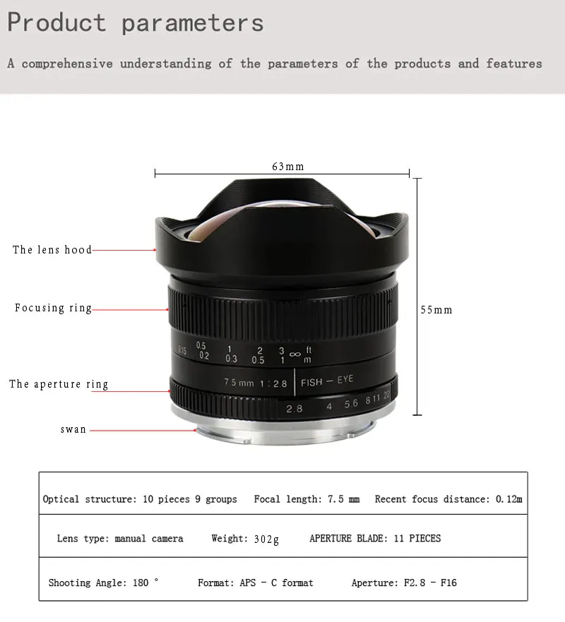7 ремесленников 7,5 мм f2.8 Рыбий глаз объектив 180 APS-C ручной фиксированный объектив для E Mount Canon EOS-M Mount Fuji FX Mount Лидер продаж