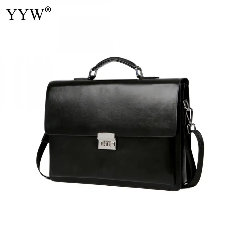 Men's Executive Briefcase Business Male Bag Black Portfolio Tote Bags for Men A Case for Documents Classic PU Leather Handbag