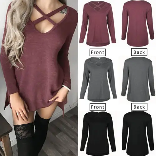 

2017 Women Mini Dress Short Long Sleeve Shirt Casual V Neck Lace up Sexy Pullover Autumn Winter Split Loose Tops Dresses