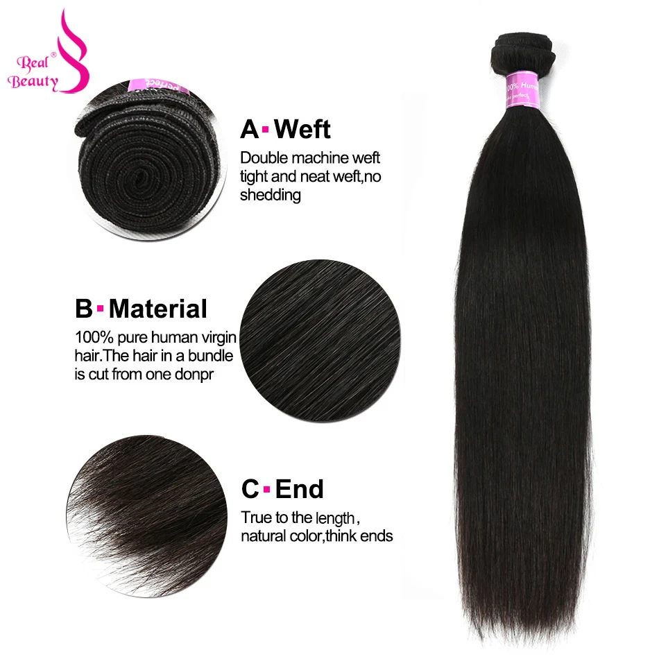 3 Bundles Straight Human Hair Bundles 8-30 Brazilian Hair Weave Bundles Natural Color Real Beauty Remy Hair (10)