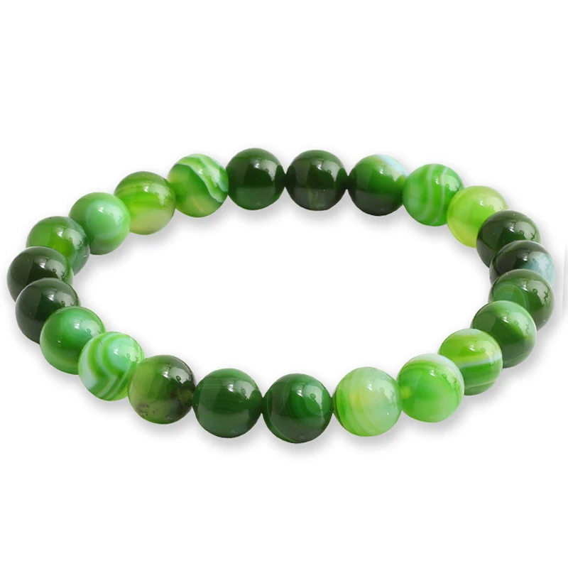 

Yoga Casual Natural Stone Beads Bracelet For Men Women Gradient Green Lava Bangle Jewelry Adjustable Gift 8mm pulsera