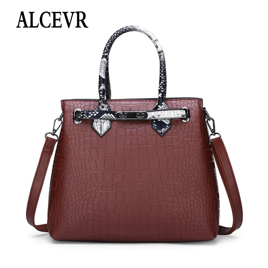

ALCEVR Brand crossbody bags crocodile pattern portable fashion style single shoulder portable large capacity female totes bolsa