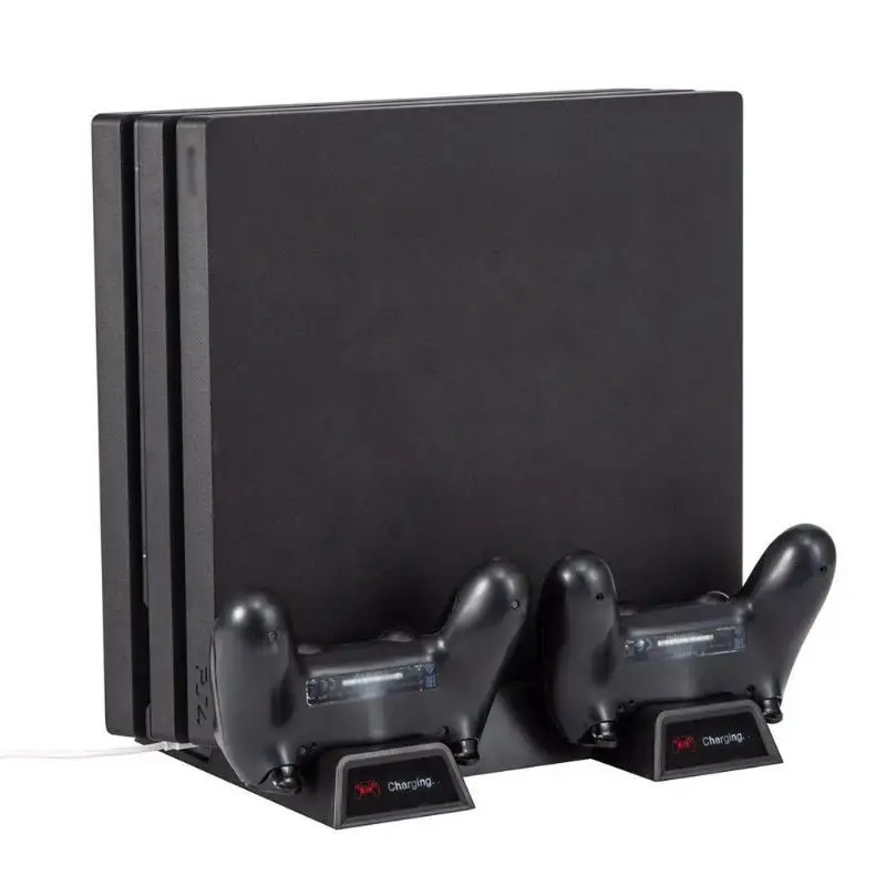 ALLOYSEED игровая консоль вертикальная подставка с охлаждающим вентилятором двойная Зарядка доки контроллеры игровое зарядное устройство для PS4/PS4 Slim/PS4 Pro