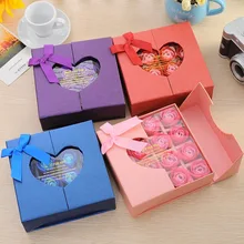 Романтическая роза с ароматом для ванны, лепестки для тела, Парфюмированное Мыло, свадебное украшение, подарок на день Святого Валентина, мыло в виде цветов розы с коробкой