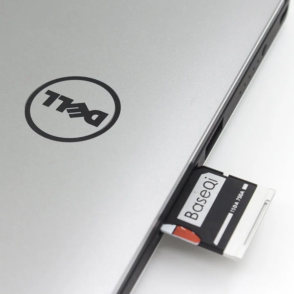 BaseQi Dell 750A 알루미늄 스텔스 드라이브 마이크로 SD/TF 카드 어댑터 SD 카드 리더, Dell XPS 15 인치 (9550) 및 Dell m5510